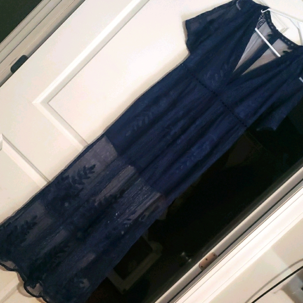 Navy Blue Lace Romper